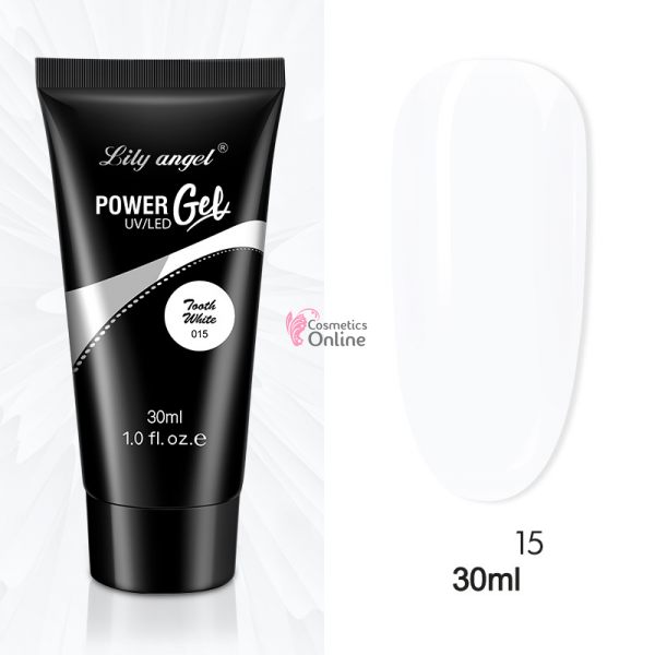 PolyAcril Gel UV/ LED pentru unghii false Lily Angel de 30 ML - 015 White